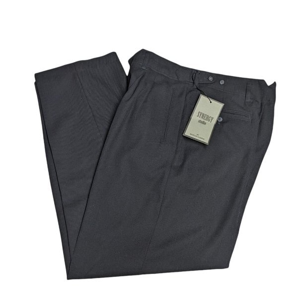 Synergy Studio / Morgan Cooper Pants Men 36 x 32 Wool Blend Business Black *NEW* - Picture 1 of 7